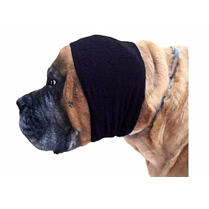 happy hoodie pet headband for dogs amp cats anxiety relief headband soft expandable fabric band calming ear cover for grooming bathing drying amp travel small size black
