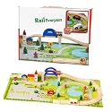 HAPPY HUES® Wooden Track Car Bridge Toy Set with Puzzle Playmat with Scenic Accessories| Toys for Boys Girls- 3+ Years (40 PCS Toy Set)