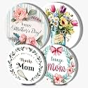 Happy Mother's Day Art Electric Stove Burner Covers 4 Pcs Floral Round Stove Burner Covers,Mom Stove Burner Cover,8 Inch and 10 Inch,Holiday Metal Cooktop Home Decorative