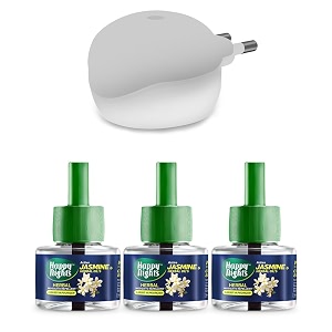 happy nights jasmine mosquito refill  floral jasmine  mosquito repellent  insect vaporizer  safe for home amp children  3 refill 45ml  1 machine