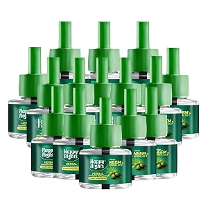 happy nights neem mosquito refill  herbal neem repellent  repellent  insect vaporizer  prevent from dengue  completely herbal safe for children  45 ml pack of 15 refill plus 1 machine