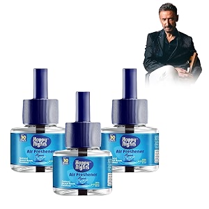 happy nights plug in room freshener kit  aqua fragrance  floral air freshener for home bedroom bathroom office and living spaces  long-lasting amp safe  3 refill 45ml  1 machine
