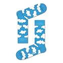 Happy Socks Banana Printed Crew Length Designer Socks for Men &amp; Women, Premium Cotton Free Size Multicolor 41-46 Unisex Main Line