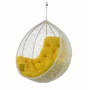 happy star outdoor furniture single seater swing beautiful swing without stand white swing with yellow cushion