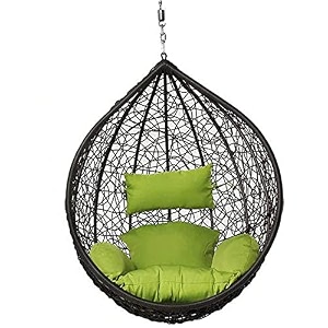 happy star outdoor furniture single seater swing without stand black with green cushion
