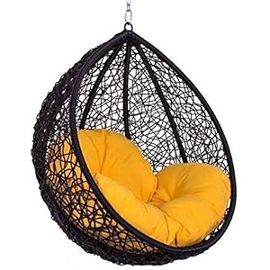 happy star outdoor furniture single seater swing beautiful swing without stand black swing with yellow cushion