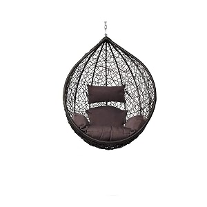 happy star outdoor furniture single seater swing without stand brown with brown cushion