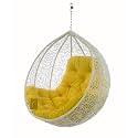 Happy Star Outdoor Furniture Single Seater Swing, Beautiful Swing Without Stand (White Swing with Yellow Cushion)
