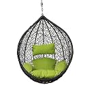 Happy Star Outdoor Furniture Single Seater Swing Without Stand (Black With Green Cushion)