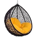 Happy Star Outdoor Furniture Single Seater Swing, Beautiful Swing Without Stand (Black Swing with Yellow Cushion)