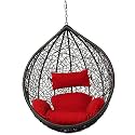 Happy Star Outdoor Furniture Single Seater Swing Without Stand (Black With Red Cushion)