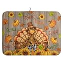 Happy Thanksgiving Turkey Dish Drying Mats Fall Pumpkin Dish Mat Drying Matt Autumn Dishes Dryer Pad for Kitchen Counter Absorbent Microfiber Washable Foldable Reusable 18x24 in