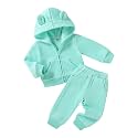 Happy Town Baby Clothes for Girls Boys Clothes Solid Color Zipper Hoodie and Pants Set Infant Fall Winter Outfits