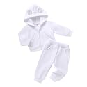 Happy Town Baby Clothes for Girls Boys Clothes Solid Color Zipper Hoodie and Pants Set Infant Fall Winter Outfits