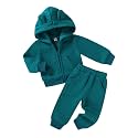 Happy Town Baby Clothes for Girls Boys Clothes Solid Color Zipper Hoodie and Pants Set Infant Fall Winter Outfits