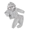 Happy Town Baby Clothes for Girls Boys Clothes Solid Color Zipper Hoodie and Pants Set Infant Fall Winter Outfits
