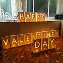 WYMM Happy Valentines Day Light Up Letters, Tea Lights &amp; Rose Petals