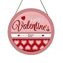 Happy Valentine's Day Welcome Door Sign 12”x12” Valentines Day Decorations Door Hanger Rustic Wooden Hanging Wall Plaque Sign Valentine Wreaths for Front Door Porch Farmhouse Housewarming