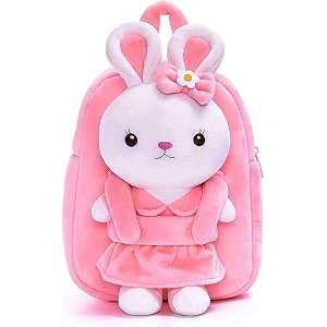 happychild cute kids school bag plush animal cartoon travel bag for baby girl and boy 1-5 years full body rabbit