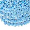 HappyFiller 1 LB Blue Flat Marbles, Porcelain Glass Gems for Vase Crafts
