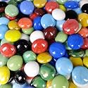 HappyFiller Ceramic Look Flat Marbles 10+ Colors 1LB Vase Filler Glass Gems