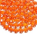 HappyFiller Orange Flat Glass Marbles 5 Lb,Glass Gems for Fall Vase Filler