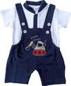 happykid Dungaree For Baby Boys Casual Embroidered Pure Cotton (Dark Blue, Pack of 1)