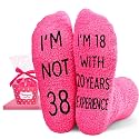 HAPPYPOP Fun Birthday Gifts Women - Fuzzy 30 31 32 33 34 35 36 37 38 39 40 Year Old Socks