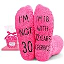 HAPPYPOP Fun Birthday Gifts Women - Fuzzy 30 31 32 33 34 35 36 37 38 39 40 Year Old Socks