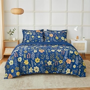 400tc super soft premium cotton super king size bedsheet for double bed with 2 pillow covers 108x108 inches  breathable printed flat sheet wrinkle-resistant durable dark blue