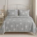 400TC Super Soft Premium Cotton Super King Size Bedsheet for Double Bed with 2 Pillow Covers 108x108 Inches | Breathable Printed Flat Sheet Wrinkle-Resistant, Durable (Powder Blue)