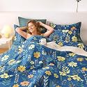 400TC Super Soft Premium Cotton Super King Size Bedsheet for Double Bed with 2 Pillow Covers 108x108 Inches | Breathable Printed Flat Sheet Wrinkle-Resistant, Durable (Deep Blue)