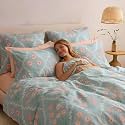 400TC Super Soft Premium Cotton Super King Size Bedsheet for Double Bed with 2 Pillow Covers 108x108 Inches | Breathable Printed Flat Sheet Wrinkle-Resistant, Durable (Powder Blue)