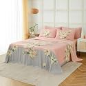 400TC Super Soft Premium Cotton Super King Size Bedsheet for Double Bed with 2 Pillow Covers 108x108 Inches | Breathable Printed Flat Sheet Wrinkle-Resistant, Durable (Powder Blue)