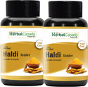 HARC Herbal Canada Haldi Tablets | Turmeric | Double Strength | 100 Veg Tablets (Pack of 2)