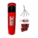 Hard Bodies Professional Synthetic Leather Filled Punching Bag for Boxing, Kick Boxing, Muay Thai Along with Hanging Chain, Hand Wraps & Key Chain (Red & Black, 4 Feet)