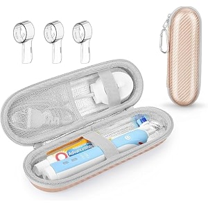 hard travel case for oral-b pro 3 500 300 1500 electric toothbrush portable eva protective electric brush case with 3 brush head covers compatible with oral-bwithout toothbrush gold