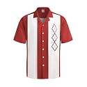 Hardaddy Men's Camp Collar Retro Vintage Bowling Button Down Shirt with Pocket Casual Short Sleeve Beach Shirts Summer