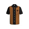 Hardaddy Men's Camp Collar Retro Vintage Bowling Button Down Shirt with Pocket Casual Short Sleeve Beach Shirts Summer