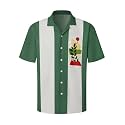 Hardaddy Men's Camp Collar Retro Vintage Bowling Button Down Shirt with Pocket Casual Short Sleeve Beach Shirts Summer