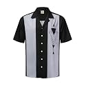 Hardaddy Men's Camp Collar Retro Vintage Bowling Button Down Shirt with Pocket Casual Short Sleeve Beach Shirts Summer