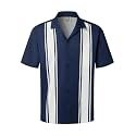 Hardaddy Men's Camp Collar Retro Vintage Bowling Button Down Shirt with Pocket Casual Short Sleeve Beach Shirts Summer