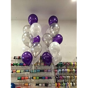 party products hd metallic finish balloons for birthdayanniversary party decoration white purple silver pack of 60