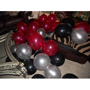 party products hd metallic finish balloons for birthdayanniversary party decoration black red silver pack of 150