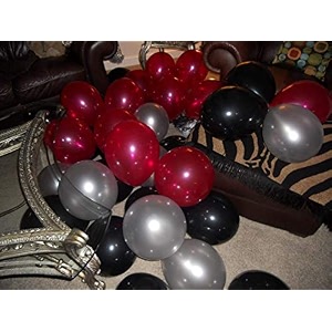 party products hd metallic finish balloons for birthdayanniversary party decoration black red silver pack of 250