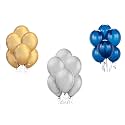 Party Products HD Metallic Finish Balloons For Birthday/Anniversary Party Decoration (Gold, Silver, Blue) Pack of 50