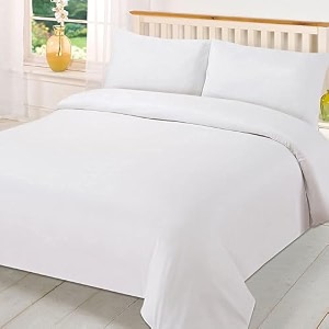 hardeep 300 tc plain solid glace cotton queen size double bedsheet for home hotel guest room 90 x 100 inch