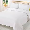 Hardeep 300 TC Plain Solid Glace Cotton Queen Size Double Bedsheet with 2 Pillow Covers for Home, Hotel, Guest Room (90 X 100 Inch)