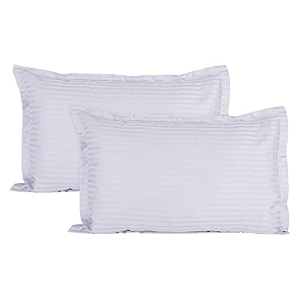hardeep 300 tc plain stripe glace cotton pillow covers 18 inch x 27 inch