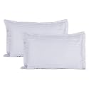 Hardeep 300 TC Plain Stripe Glace Cotton Pillow Covers (18 inch x 27 inch)